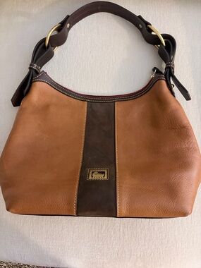 Dooney & Bourke Two-Tone Brown Leather Shoulder Bag